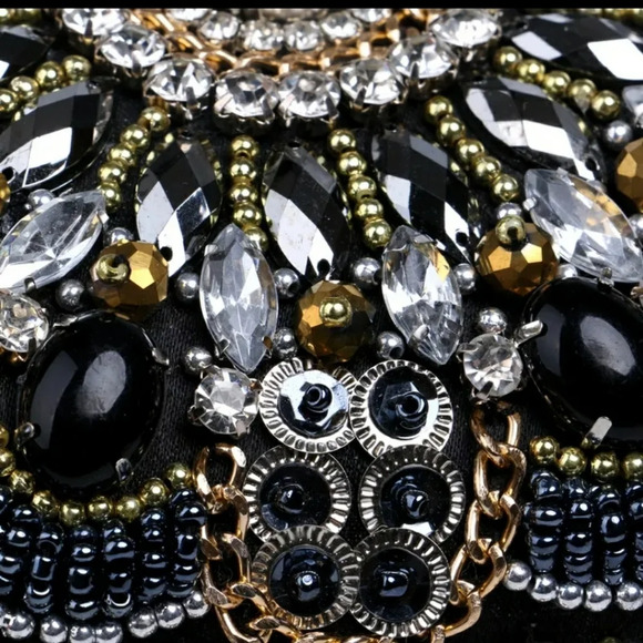 Women's Evening Bag Diamonds Party Prom Clutch Purse Floral Bride Black Handbag - Picture 3 of 13